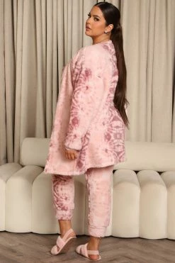 Fashion Nova Cozy Mornings Sherpa PJ Robe Set - Pink/combo Pajama Sets