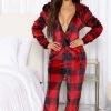 Fashion Nova Pajama Rompers & Jumpsuits Cabin Reindeer Plush PJ Jumpsuit Onesie - Red/Black
