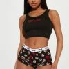 Fashion Nova Heaven Sent PJ Boyshort Set - Black/combo Pajama Sets
