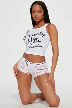 Fashion Nova Pajama Sets Mornings In Beverly Hills PJ Boyshort Set - Pink/combo