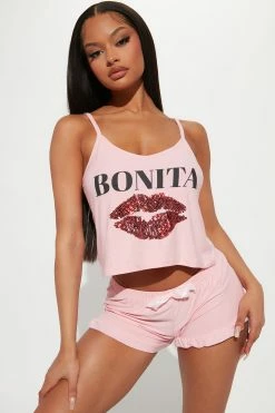 Fashion Nova Always Bonita PJ Short Set - Pink Pajama Sets