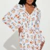 Fashion Nova Just Peachy PJ Robe Set - White/combo