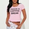 Fashion Nova Pajama Sets Need A Coffee Break PJ Short Set - Pink/combo