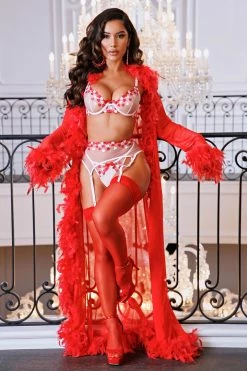 Fashion Nova Robes & Sleep Shirts Light As A Feather Mesh Long Robe - Red
