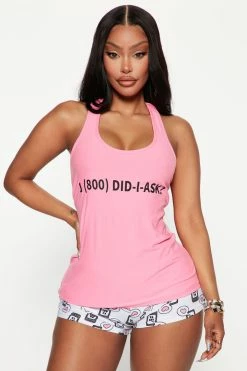 Fashion Nova Did I Ask PJ Short Set - Pink/combo Pajama Sets