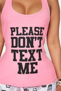 Fashion Nova Pajama Sets Don't Text Me PJ Short Set - Pink/combo