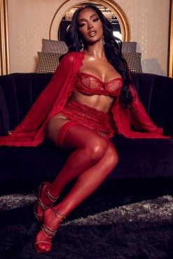 Fashion Nova New Lover Robe - Red Sexy Sleepwear