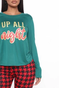 Fashion Nova Pajama Sets Up All Night PJ Jogger Set - Red/combo