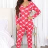 Fashion Nova Pajama Rompers & Jumpsuits Check Me Out PJ Jumpsuit Onesie - Red/combo