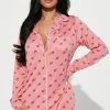 Fashion Nova Heart Sprung PJ Sleep Shirt - Pink/combo