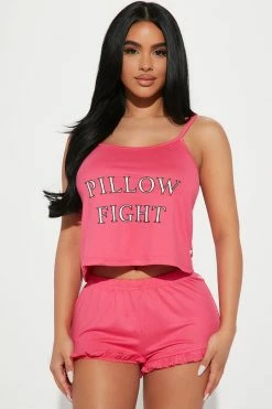 Fashion Nova Pillow Fight PJ Short Set - Pink
