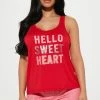 Fashion Nova Pajama Sets Hello Sweet Heart PJ Short Set - Red/combo