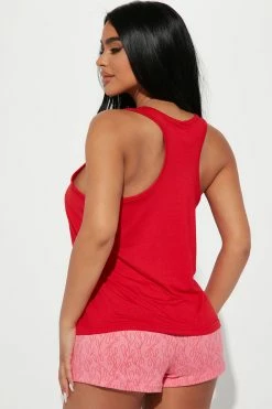 Fashion Nova Pajama Sets Hello Sweet Heart PJ Short Set - Red/combo