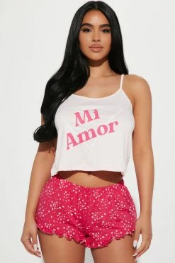 Fashion Nova Mi Amor PJ Short Set - Pink/combo