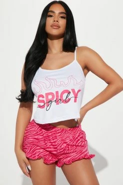 Fashion Nova Pajama Sets Spicy Lover PJ Short Set - Hot Pink/combo
