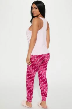 Fashion Nova Pajama Sets Pillow Talk PJ Jogger Set - Pink/combo