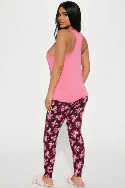 Fashion Nova Fine Be Mine PJ Jogger Set - Pink/combo Pajama Sets