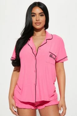 Fashion Nova Truly Blessed PJ Short Set - Hot Pink Pajama Sets