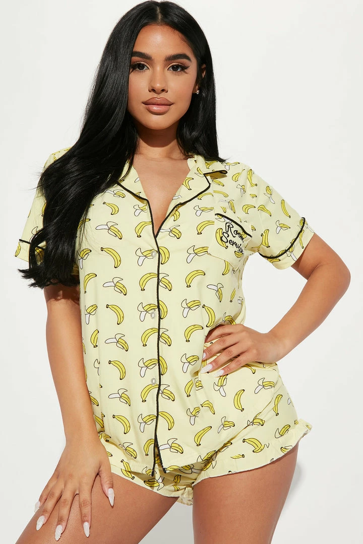 Flash Sale 💯 Fashion Nova Room Service PJ Short Set - Yellow ⭐ 3 Fashion Nova Room Service PJ Short Set - Yellow