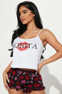 Fashion Nova Bonita Kisses PJ Short Set - Black/combo