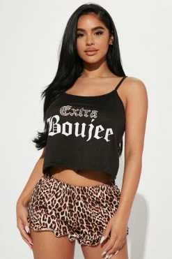 Fashion Nova Pajama Sets Extra Boujee PJ Short Set - Black/combo