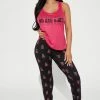 Fashion Nova No Bad Vibes PJ Jogger Set - Hot Pink/combo Pajama Sets