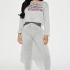 Fashion Nova Pajama Sets Grumpy But Gorgeous PJ Jogger Set - Heather Grey