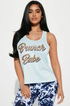 Fashion Nova Brunch Babe PJ Jogger Set - Blue/combo