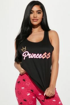 Fashion Nova Pajama Sets Princess Power PJ Jogger Set - Hot Pink/combo