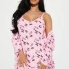Fashion Nova Pajama Sets Love Sleep XOXO PJ Robe Set - Pink/combo