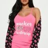 Fashion Nova Pucker Up Buttercup PJ Robe Set - Hot Pink/combo Pajama Sets