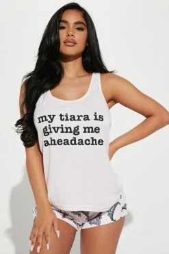 Fashion Nova Wearing My Favorite Tiara PJ Short Set - Pink/combo