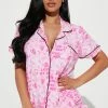 Fashion Nova Pajama Sets Only Love For My Bed 2 Piece PJ Short Set - Pink/combo