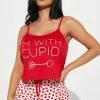 Fashion Nova Cupid Cutie PJ Short Set - Red/combo
