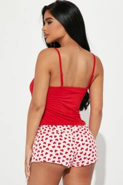Fashion Nova Cupid Cutie PJ Short Set - Red/combo