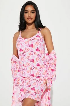 Fashion Nova Love To Nap PJ Robe Set - White/combo