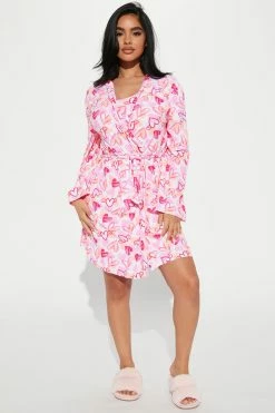 Fashion Nova Love To Nap PJ Robe Set - White/combo