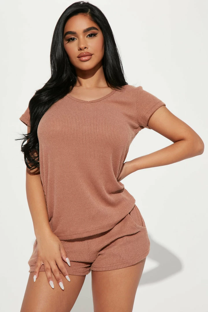Fashion Nova Always Napping PJ Short Set - Mocha
