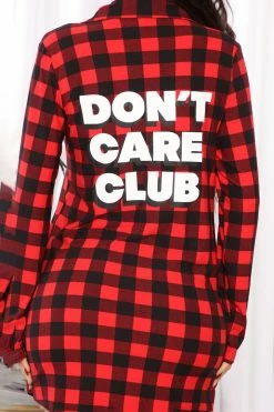 Fashion Nova Robes & Sleep Shirts Warm By The Fireplace PJ Sleep Shirt - Red/Black