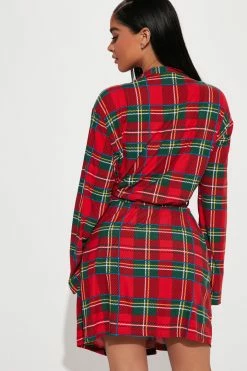 Fashion Nova Santa Don't Judge Me PJ Robe Set - Green/combo