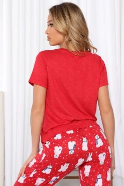 Fashion Nova Polar Bear Fam Holiday PJ Set - Red/combo Pajama Sets