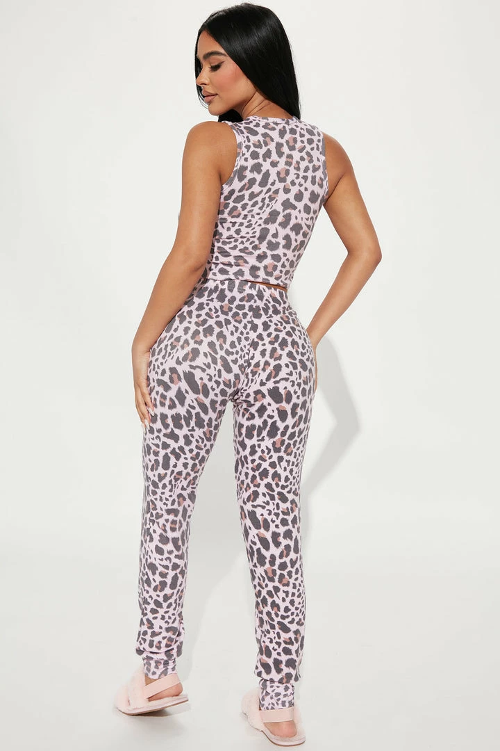 Fashion Nova Wild Night Together PJ Jogger Set - Pink/combo
