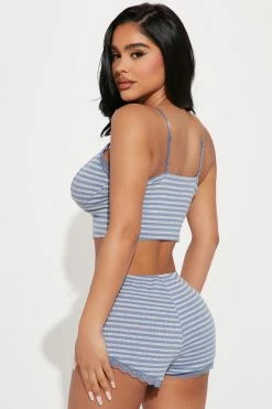 Fashion Nova Pajama Sets Sleepy Dreamer PJ Short Set - Blue