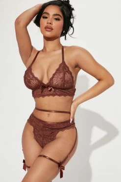Fashion Nova Pretty In Lace 2 Piece Set - Brown