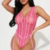 Fashion Nova Sexy Sleepwear Hearts Racing Corset Teddy - Pink