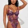 Fashion Nova Send Me A Gift Lace Teddy - Purple/combo