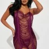 Fashion Nova Sexy Sleepwear Roaring Nights Fringe Chemise 2 Piece Set - Purple
