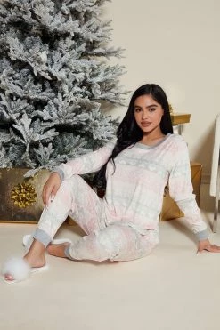 Fashion Nova Sweetie Cabin Plush Velour Jogger Set - Pink/combo