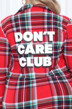 Fashion Nova Cabin Cuddles PJ Sleep Shirt - Red/combo Robes & Sleep Shirts