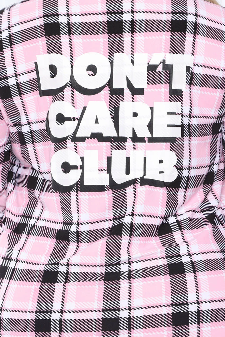 Fashion Nova Don’t Care Club PJ Sleep Shirt - Pink/combo